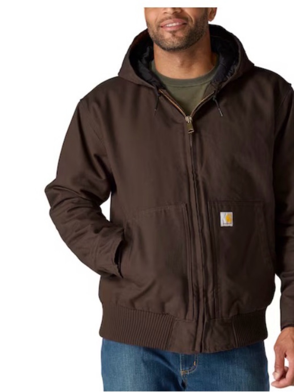 Carhartt Men's Dark Brown Hooded Work Bomber Jacket
